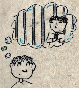 Josiah imagines Manasseh in prison, praying.