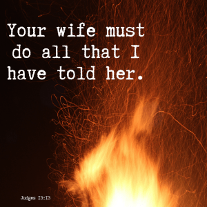 Your wife must do all that I have told her. Judges 13:13